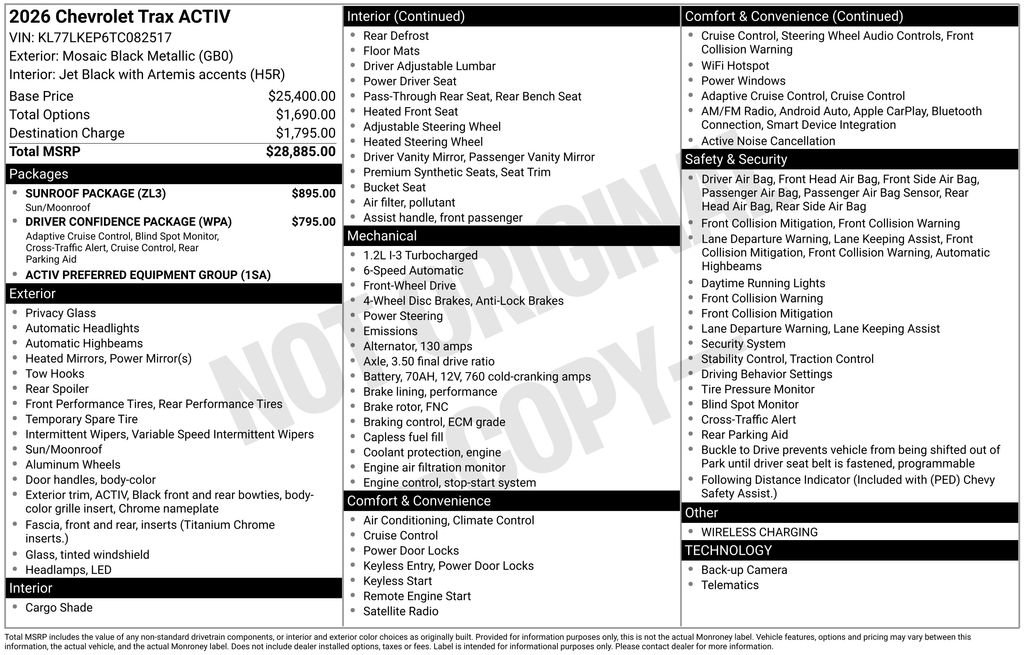 New 2026 Chevrolet Trax ACTIV w/ Sunroof Package image 26