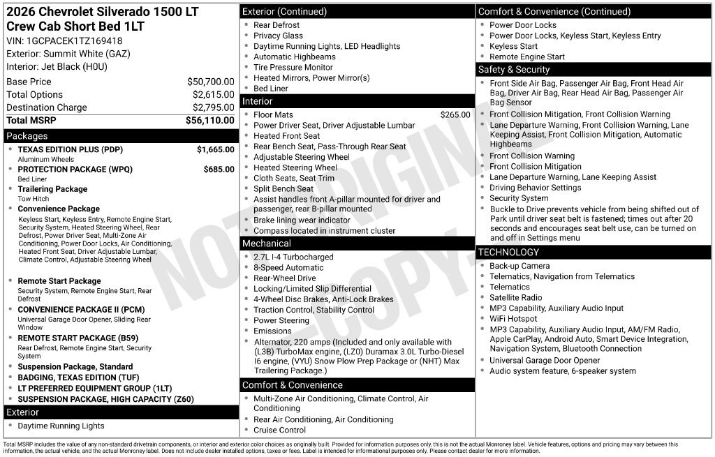 Used 2026 Chevrolet Silverado 1500 LT w/ Texas Edition Plus RWD image 43