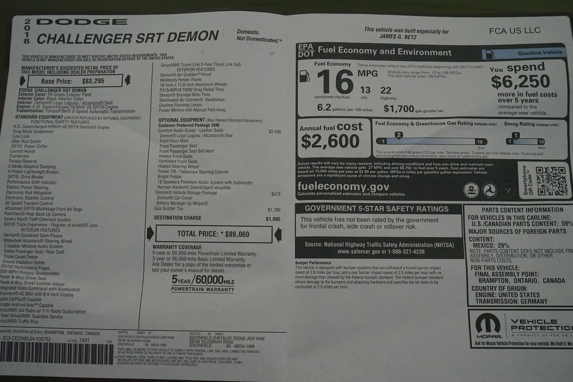 Used 2018 Dodge Challenger SRT Demon RWD image 30