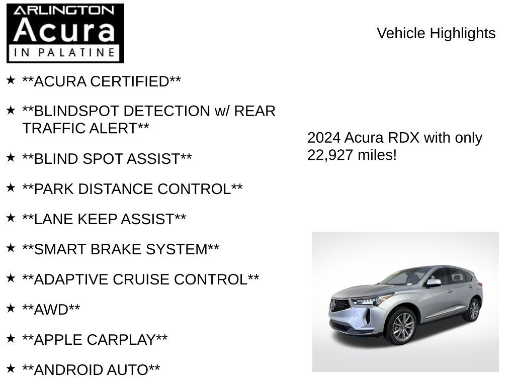 Certified 2024 Acura RDX w/ Technology Package AWD/4WD image 7
