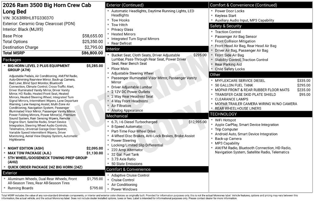 New 2026 RAM 3500 Big Horn AWD/4WD image 7