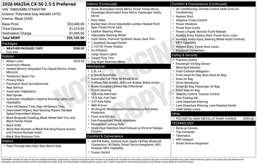 New 2026 MAZDA CX-50 AWD 2.5 S w/ Weather Package image 37