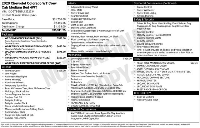 Used 2020 Chevrolet Colorado W/T w/ WT Convenience Package AWD/4WD image 23