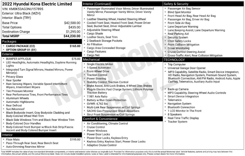 Used 2022 Hyundai Kona Limited w/ Cargo Package FWD image 62