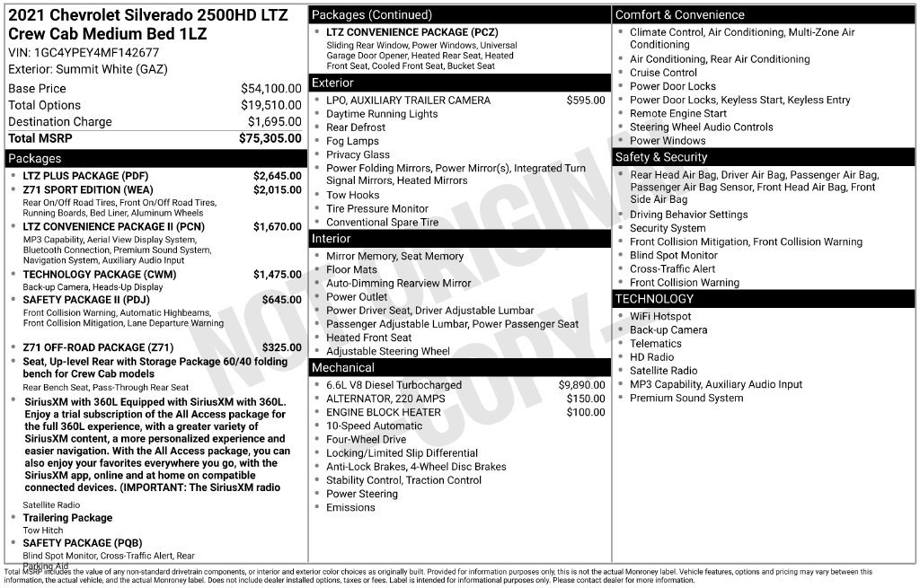 Used 2021 Chevrolet Silverado 2500 LTZ w/ LTZ Plus Package AWD/4WD image 7