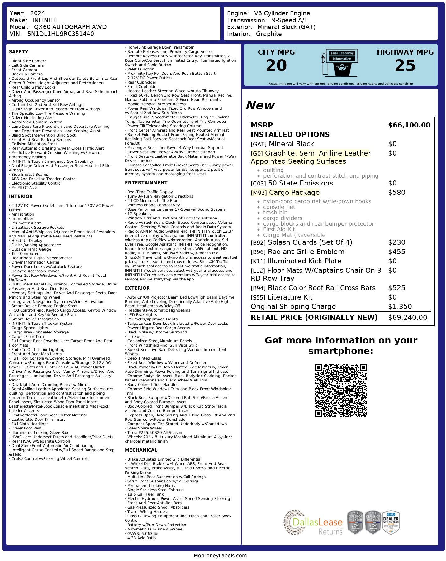 Used 2024 INFINITI QX60 Autograph w/ Cargo Package image 2