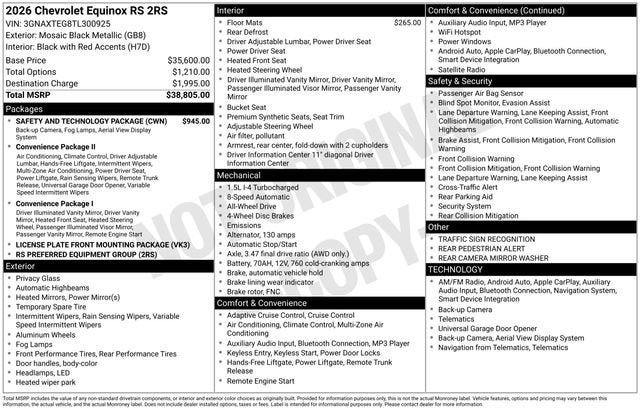 New 2026 Chevrolet Equinox RS w/ Safety and Technology Package AWD/4WD image 23