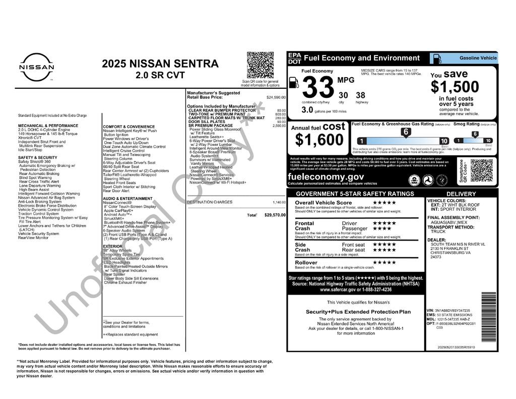 Certified 2025 Nissan Sentra SR w/ SR Premium Package FWD image 7