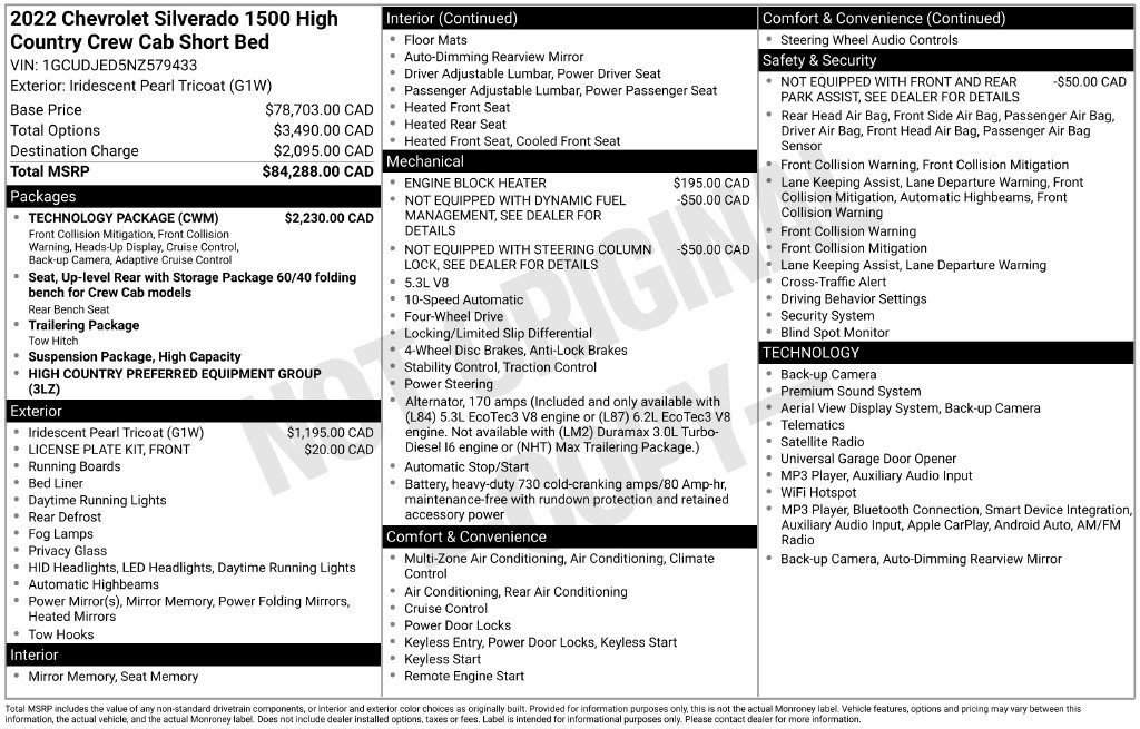 Used 2022 Chevrolet Silverado 1500 High Country w/ Technology Package AWD/4WD image 6