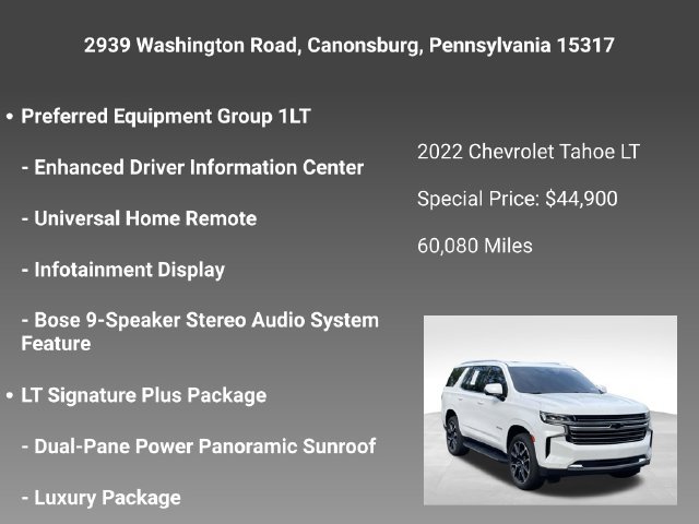 Certified 2022 Chevrolet Tahoe LT w/ LT Signature Plus Package AWD/4WD image 15