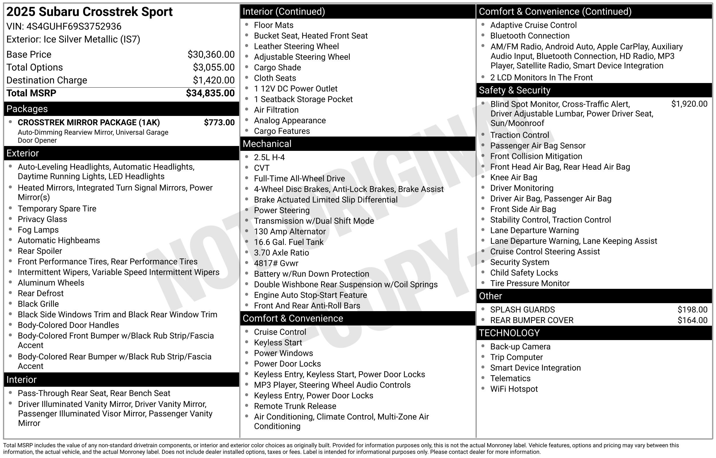 Certified 2025 Subaru Crosstrek 2.5i Sport w/ Crosstrek Mirror Package AWD/4WD image 46