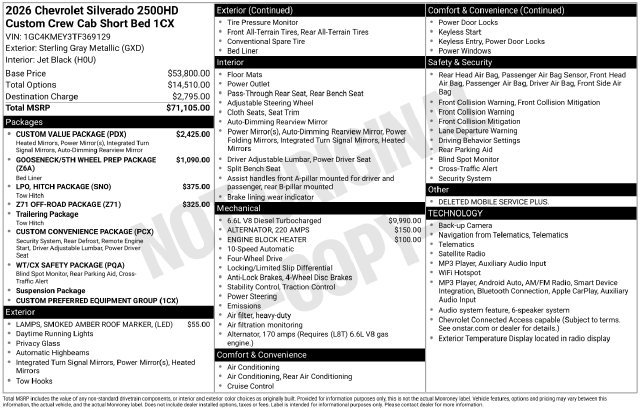 New 2026 Chevrolet Silverado 2500 Custom w/ Custom Value Package AWD/4WD image 4