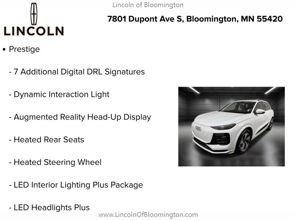 Used 2025 Audi Q6 e-tron Prestige w/ Beige Warm Weather Package image 9