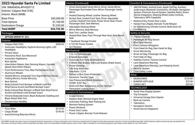 Certified 2023 Hyundai Santa Fe Limited AWD/4WD image 29