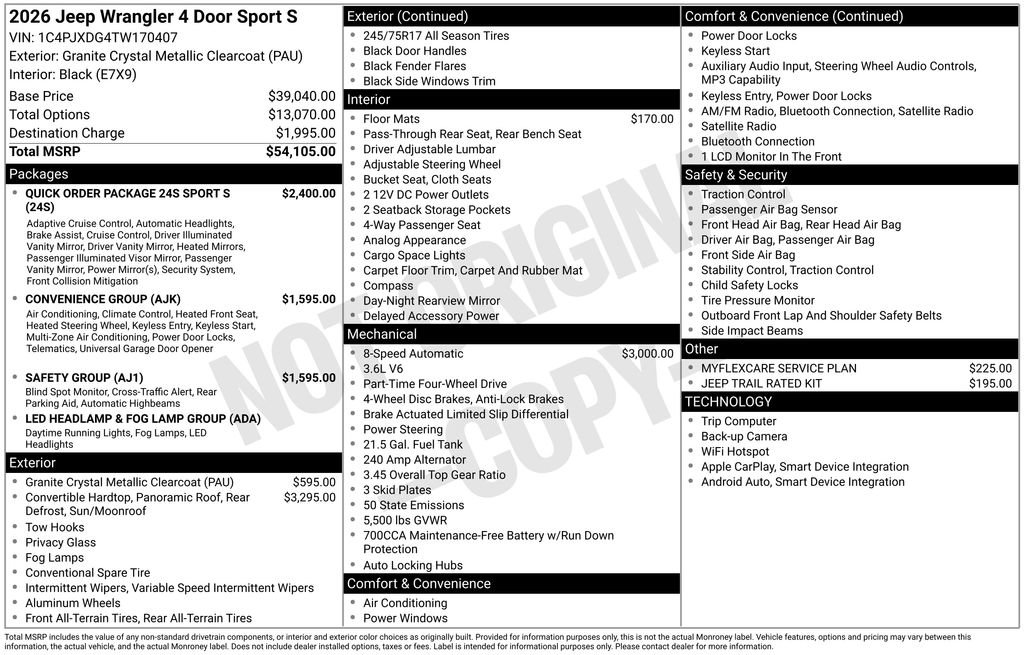 New 2026 Jeep Wrangler Unlimited Sport AWD/4WD image 6