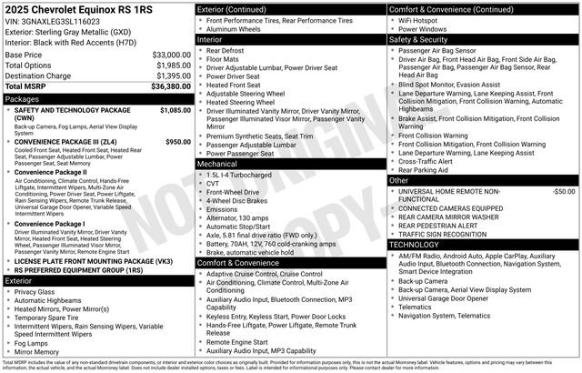 Certified 2025 Chevrolet Equinox RS w/ Safety and Technology Package image 7