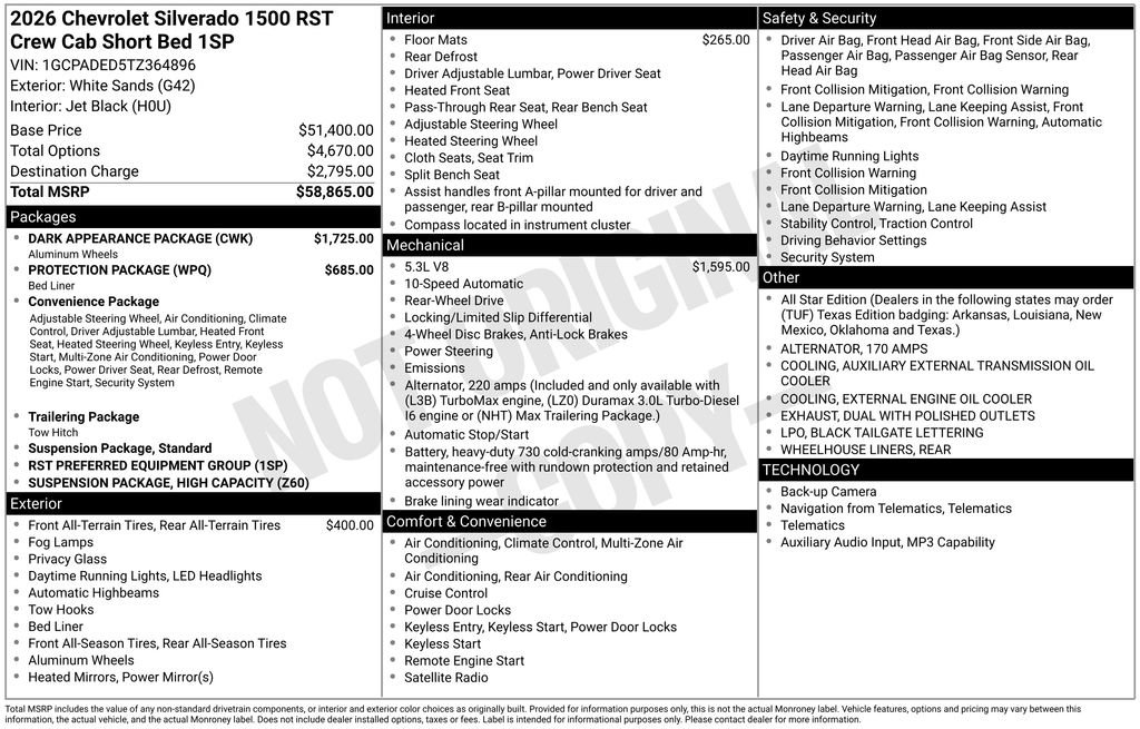 New 2026 Chevrolet Silverado 1500 RST w/ Dark Appearance Package RWD image 4