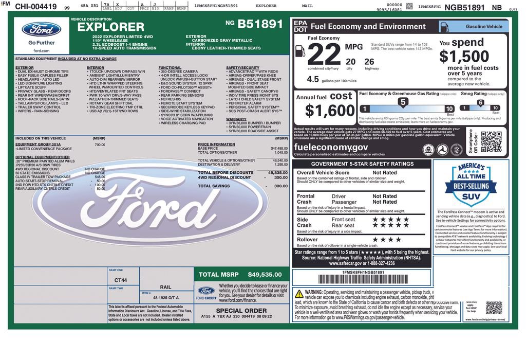 Used 2022 Ford Explorer Limited w/ Equipment Group 301A image 6