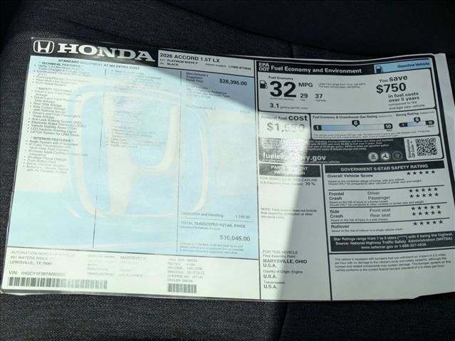 New 2026 Honda Accord LX image 17