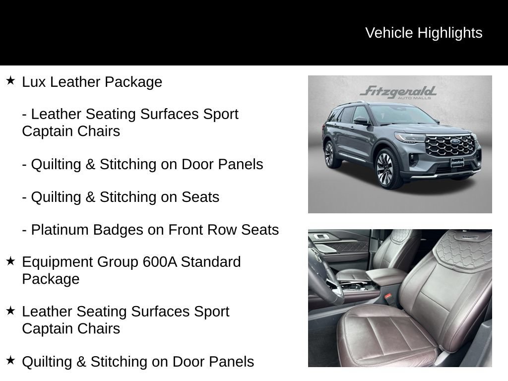 Used 2025 Ford Explorer Platinum w/ LUX Leather Package AWD/4WD image 9
