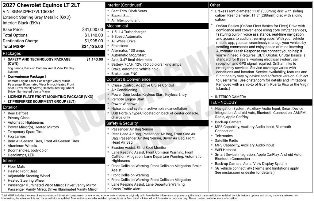 New 2027 Chevrolet Equinox LT w/ Safety and Technology Package AWD/4WD image 24