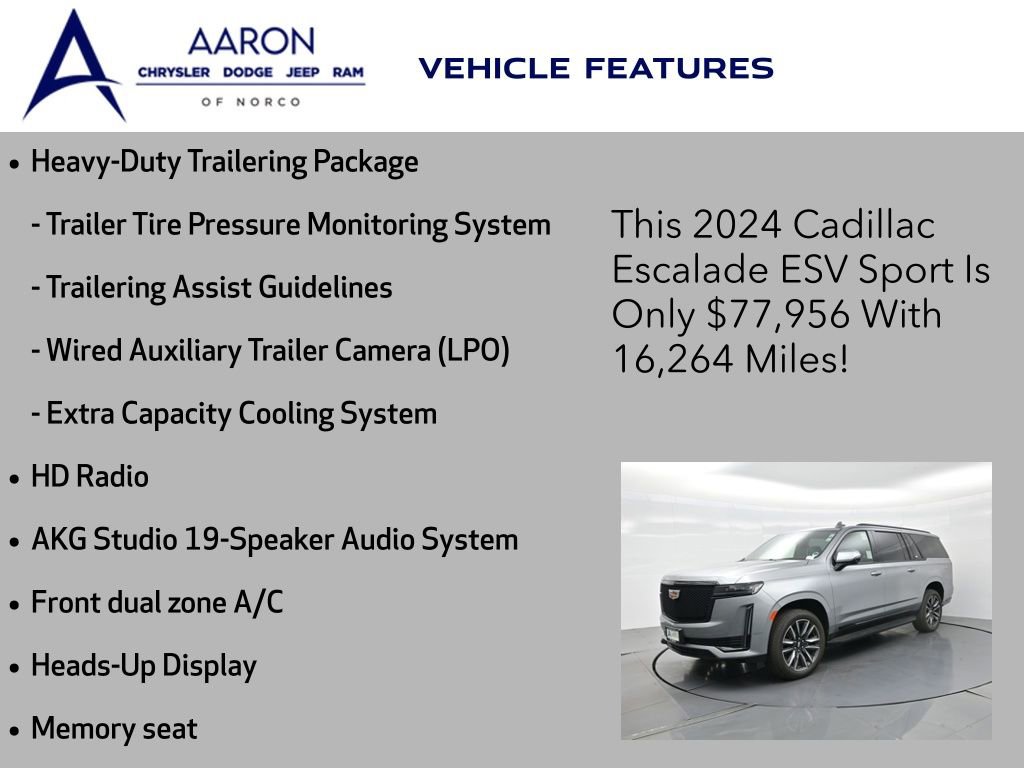 Used 2024 Cadillac Escalade ESV Sport w/ Heavy-Duty Trailer Package image 18