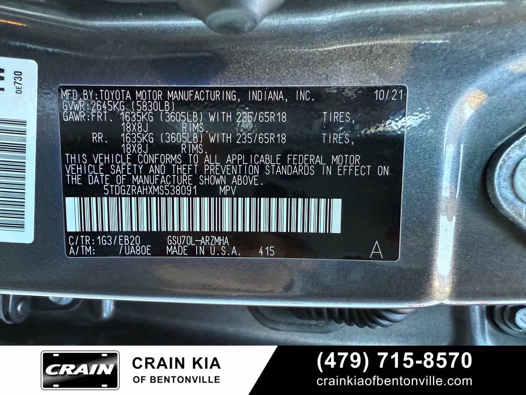Used 2021 Toyota Highlander XLE FWD image 37