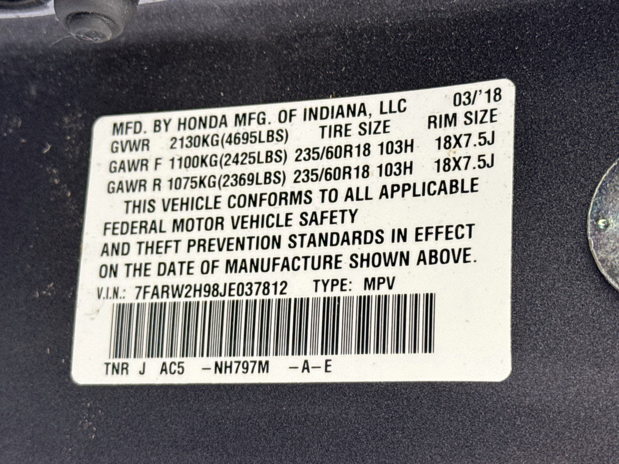 Certified 2018 Honda CR-V Touring image 32