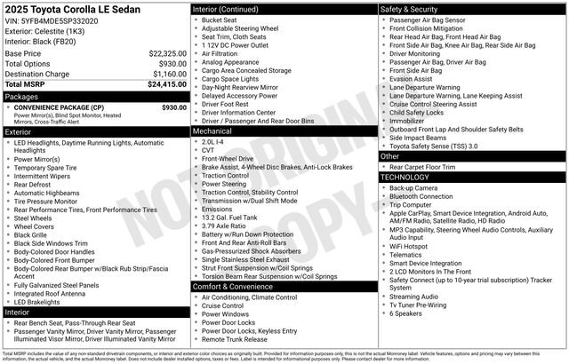 Used 2025 Toyota Corolla LE w/ Convenience Package FWD image 7