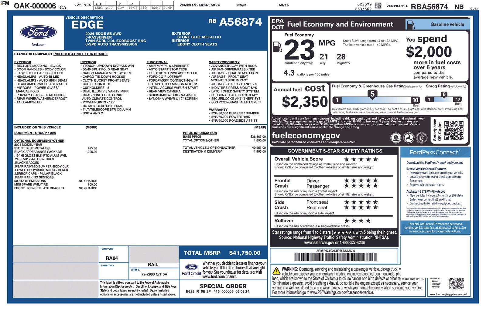 Used 2024 Ford Edge SE w/ Black Appearance Package AWD/4WD image 37