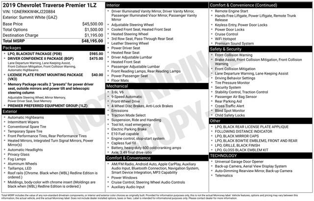 Used 2019 Chevrolet Traverse Premier w/ LPO, Blackout Package FWD image 46