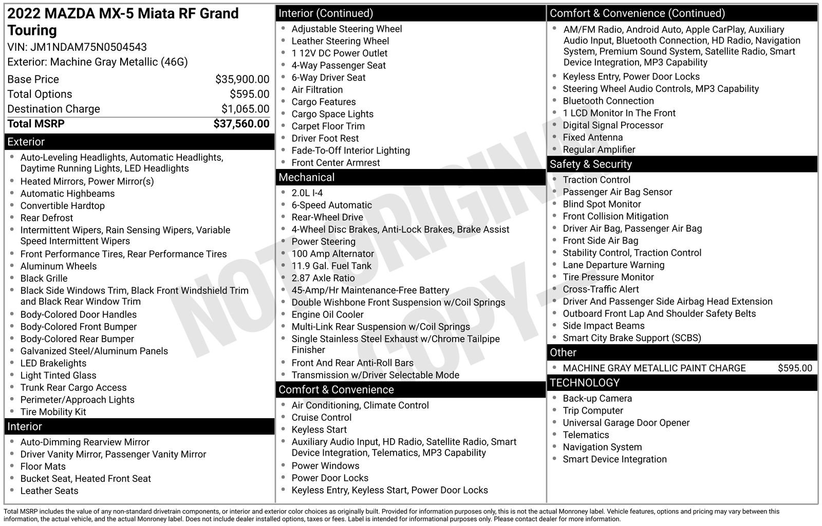 Certified 2022 MAZDA MX-5 Miata RF Grand Touring RWD image 20