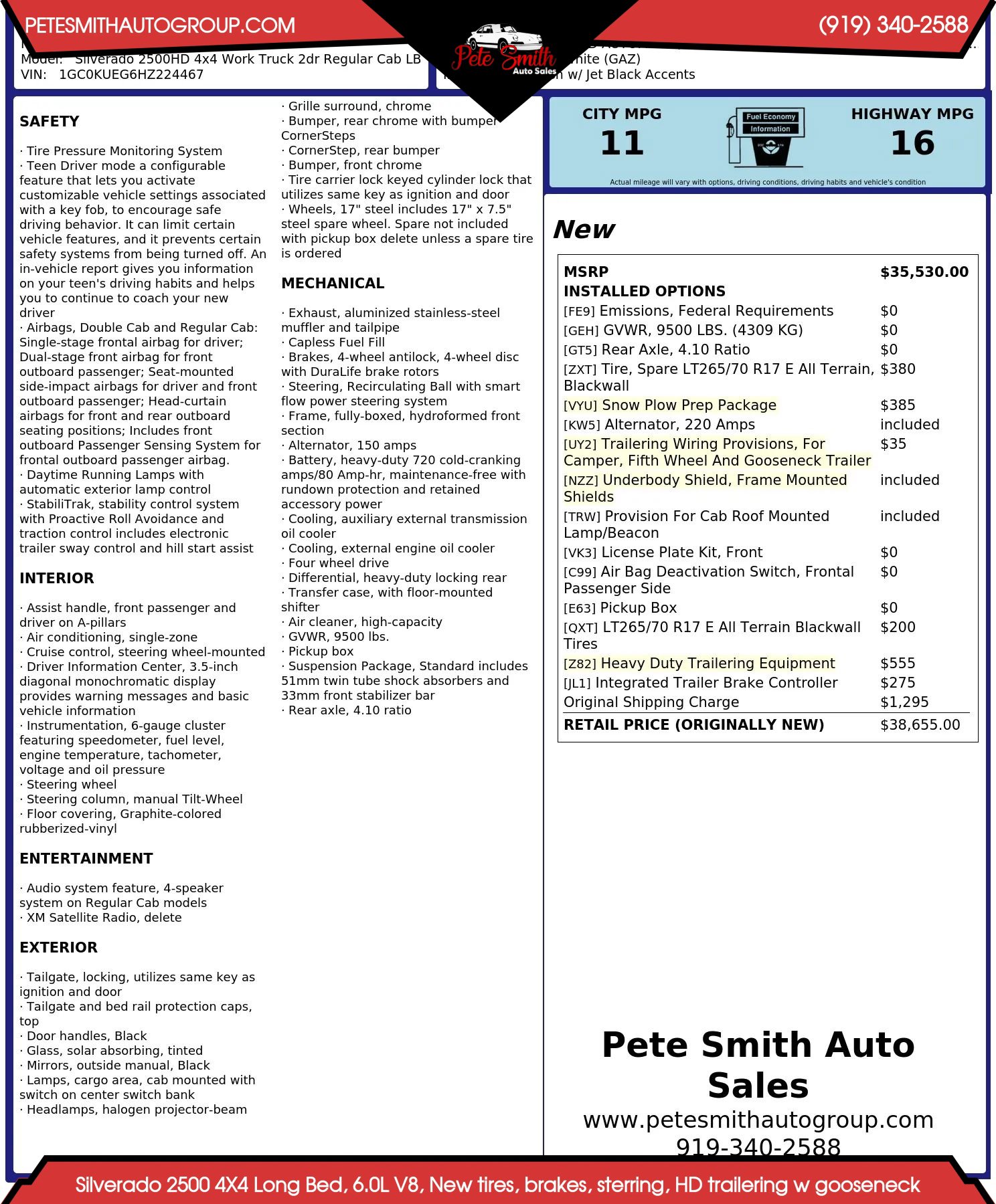 Used 2017 Chevrolet Silverado 2500 W/T w/ Snow Plow Prep Package AWD/4WD image 35