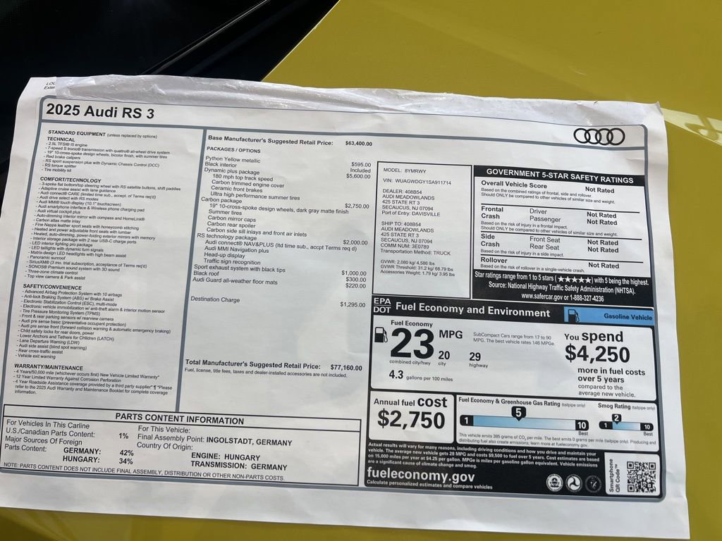 New 2025 Audi RS 3 AWD/4WD image 17