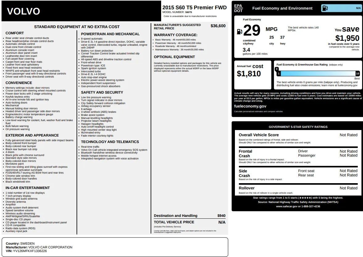 Used 2015 Volvo S60 T5 Premier image 59