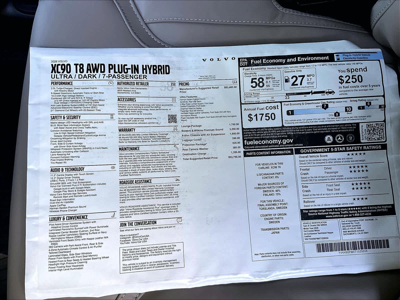 New 2026 Volvo XC90 T8 Ultra w/ Lounge Package AWD/4WD image 36