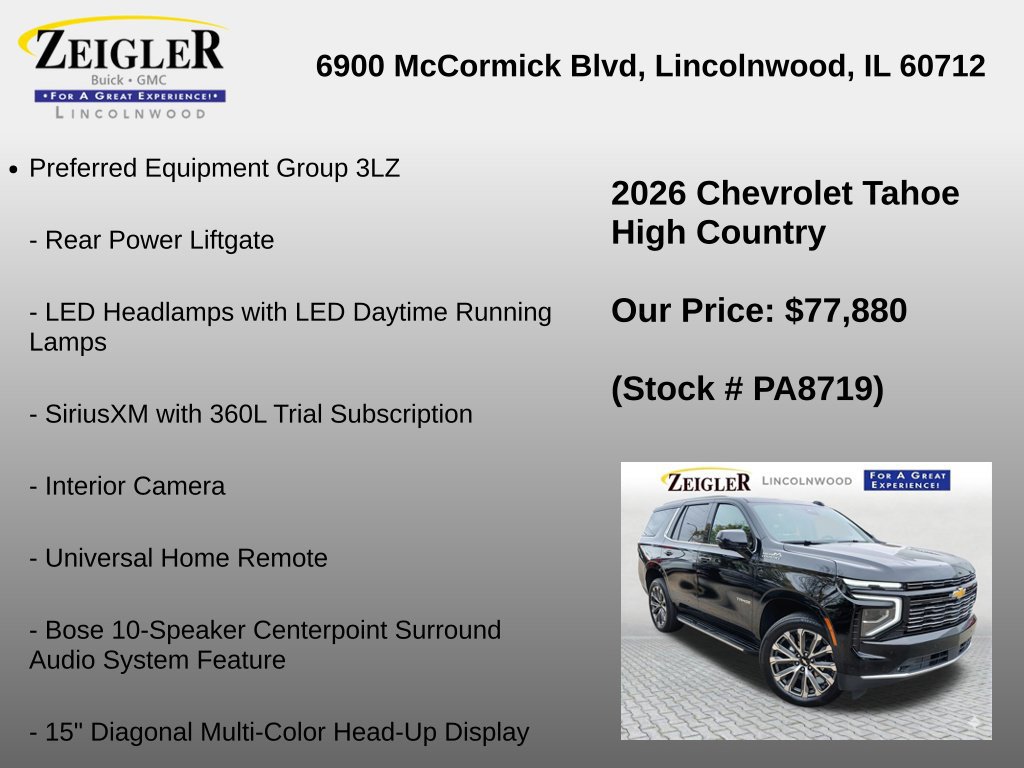 Certified 2026 Chevrolet Tahoe High Country w/ Sun And Tow Package AWD/4WD image 24
