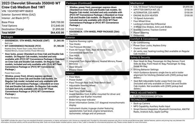Used 2023 Chevrolet Silverado 3500 W/T w/ Gooseneck/5TH Wheel Package AWD/4WD image 31