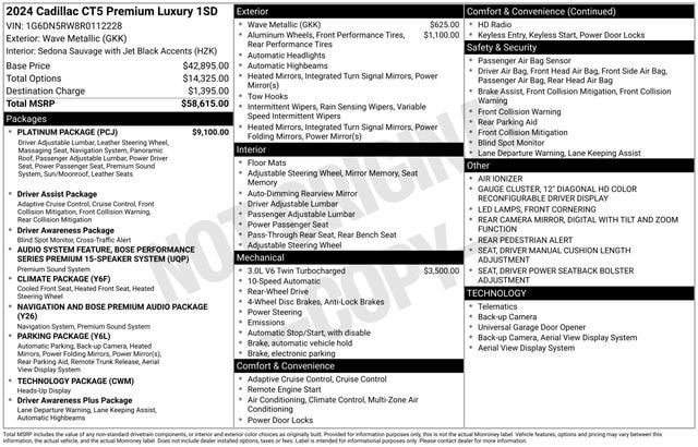 Certified 2024 Cadillac CT5 Premium Luxury w/ Platinum Package RWD image 34