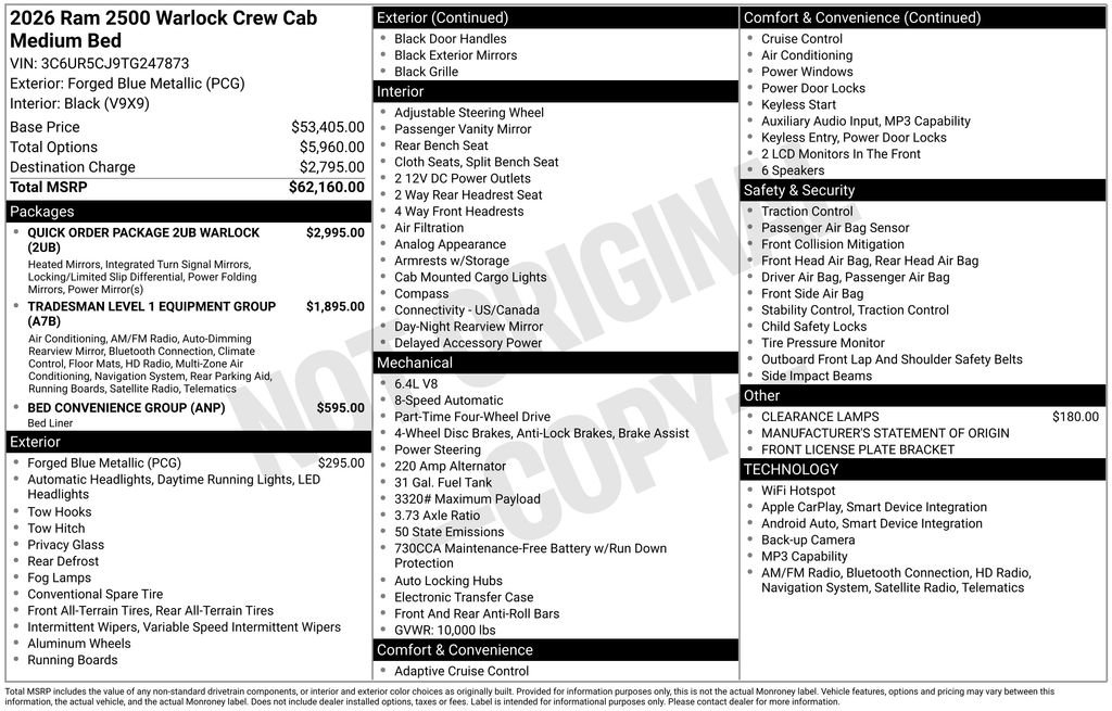 New 2026 RAM 2500 Warlock AWD/4WD image 4