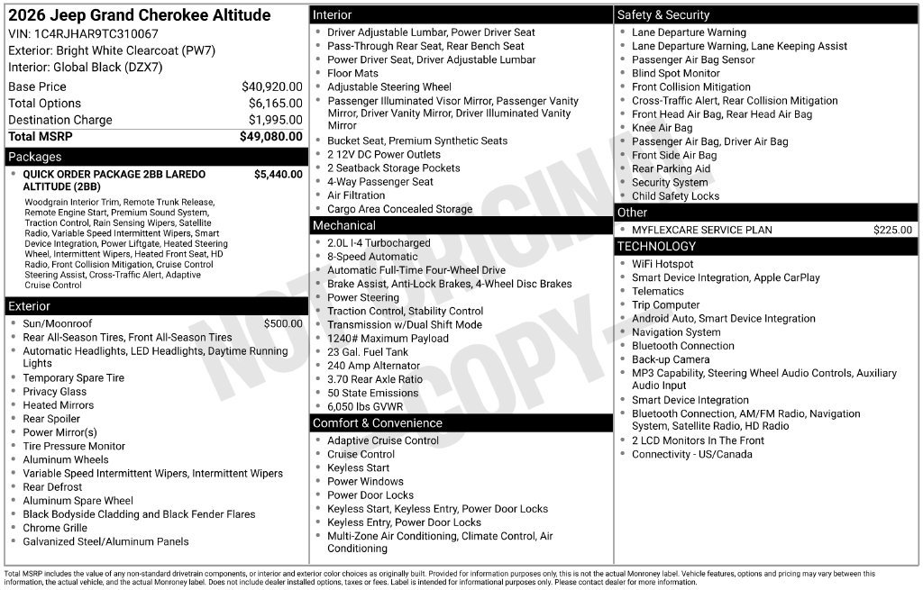 New 2026 Jeep Grand Cherokee Altitude AWD/4WD image 48