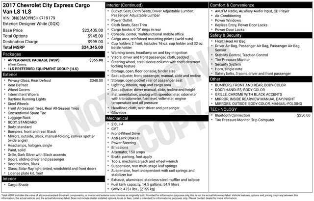 Used 2017 Chevrolet City Express LS w/ Appearance Package FWD image 20