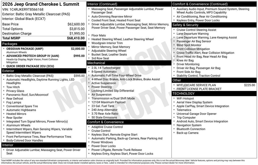 New 2026 Jeep Grand Cherokee L Summit w/ Obsidian Package AWD/4WD image 4