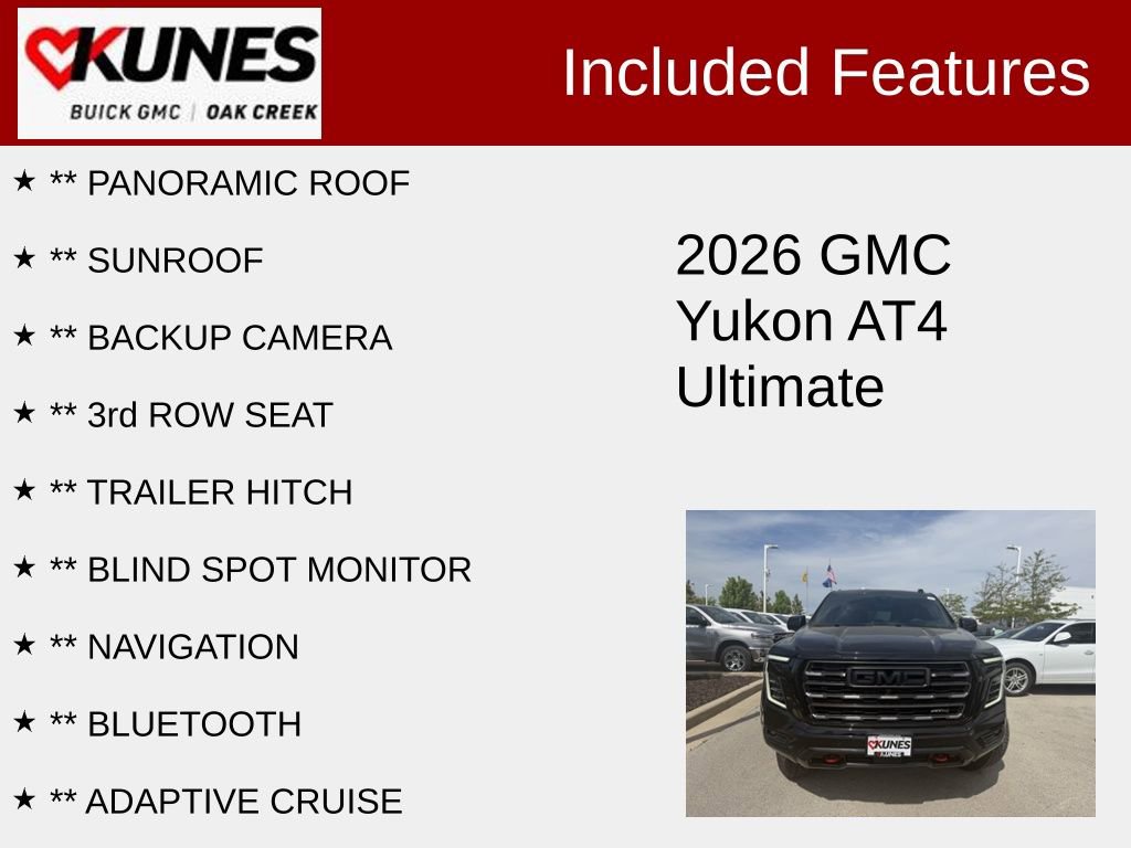 Used 2026 GMC Yukon AT4 Ultimate w/ LPO, Floor Liner Package AWD/4WD image 2