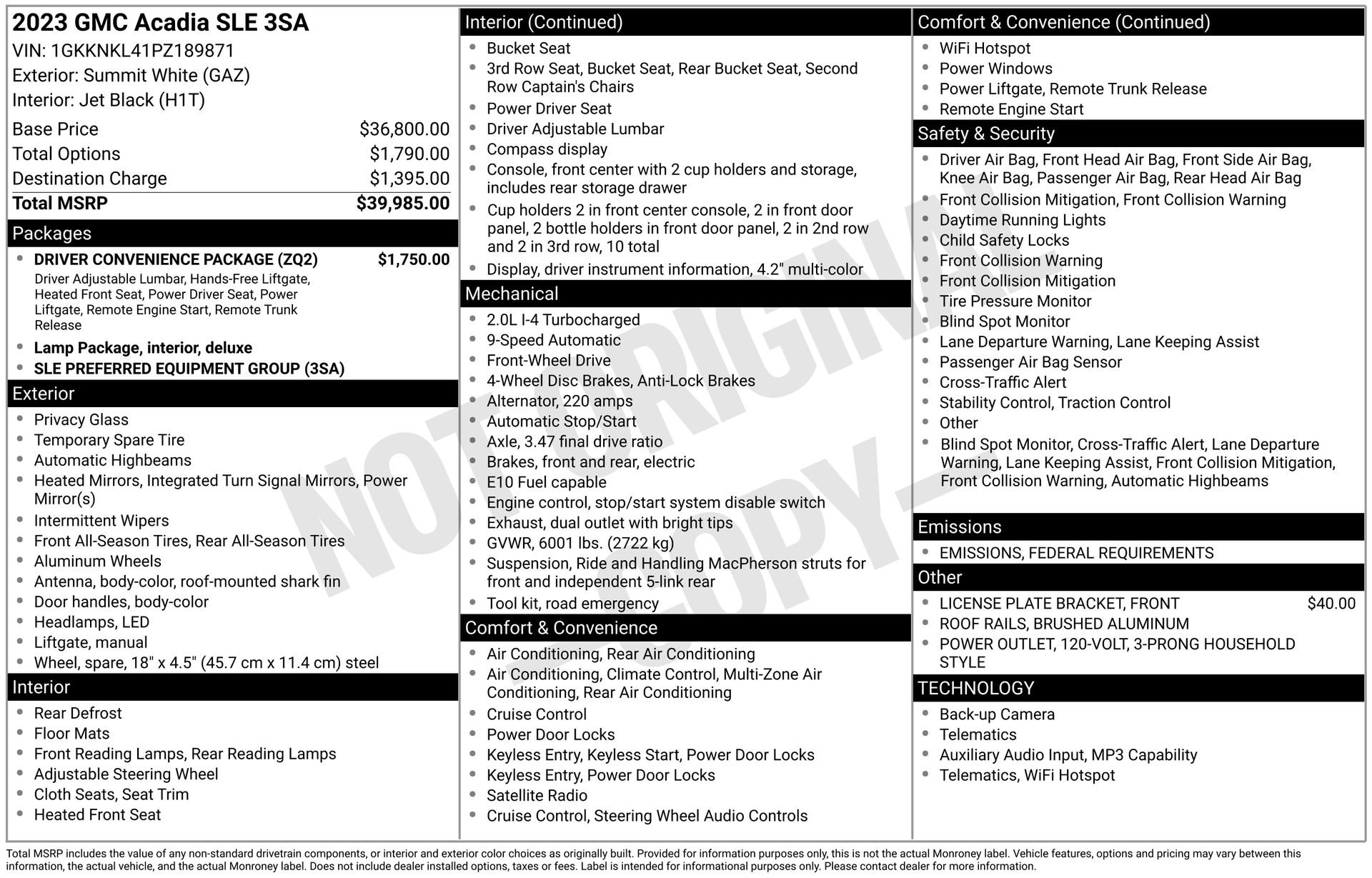 Certified 2023 GMC Acadia SLE w/ Driver Convenience Package image 3