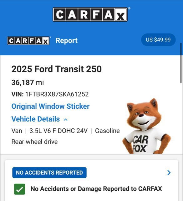 Used 2025 Ford Transit 250 148 High Roof Extended w/ Load Area Protection Package RWD image 5