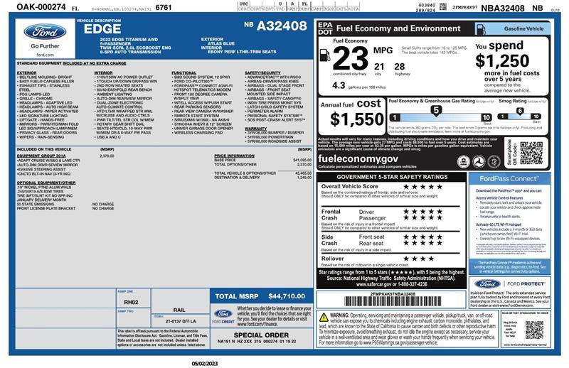 Used 2022 Ford Edge Titanium w/ Equipment Group 301A image 2