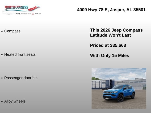 New 2026 Jeep Compass Latitude w/ Quick Order Package 29K AWD/4WD image 16