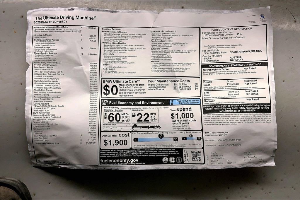New 2026 BMW X5 xDrive50e w/ Climate Comfort Package image 12