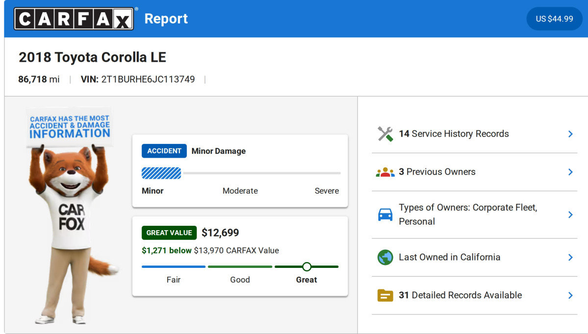 Used 2018 Toyota Corolla LE FWD image 2